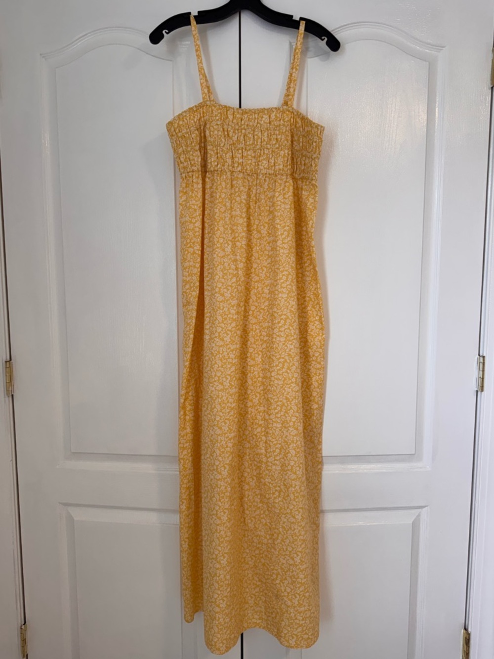True Craft Yellow Floral Maxi Dress with White Print